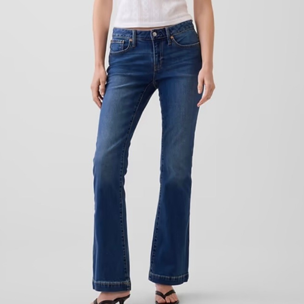 Gap Long & Lean Low Rise Medium Blue Wash Denim Bootcut Jeans Womens 32 14 R